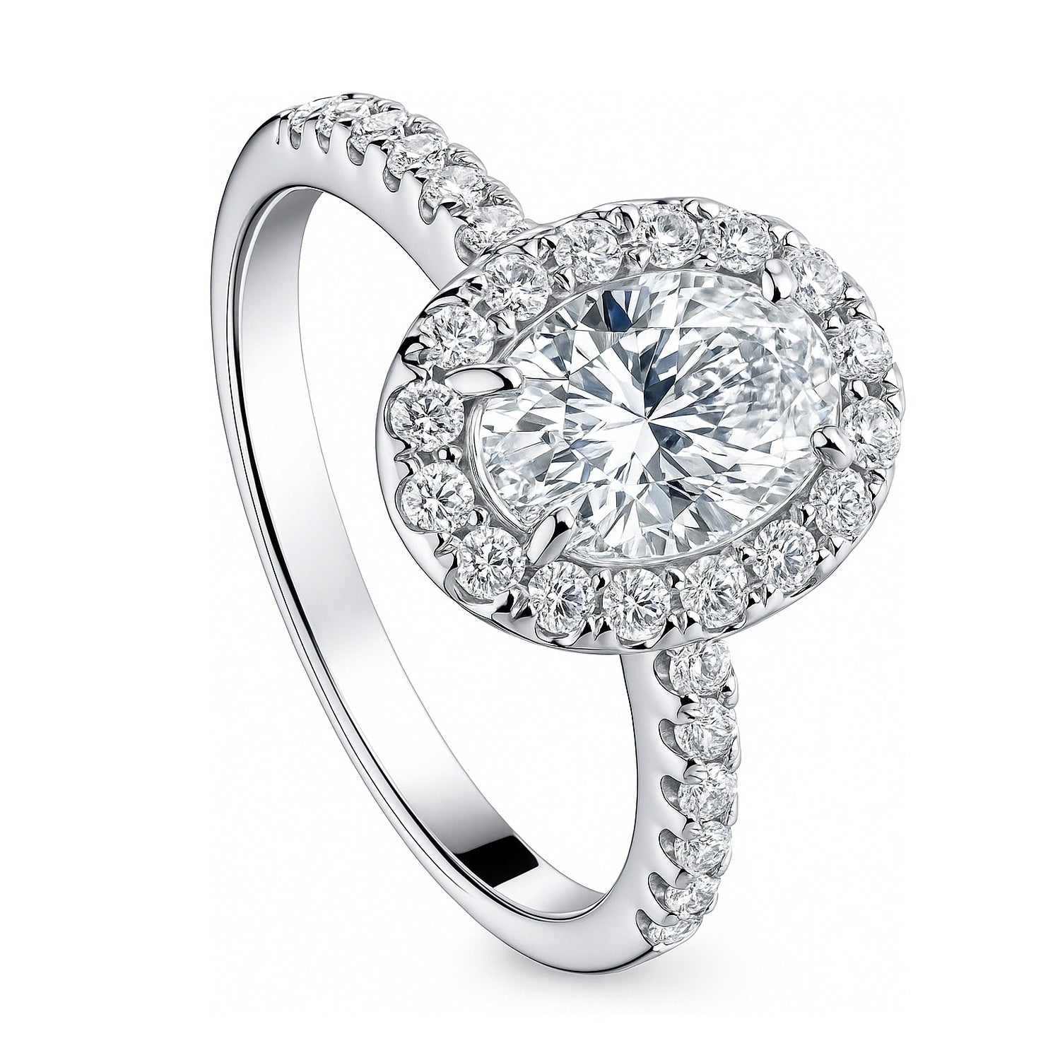 Halo Oval Cut CZ Ring in Sterling Silver, 4 of 7