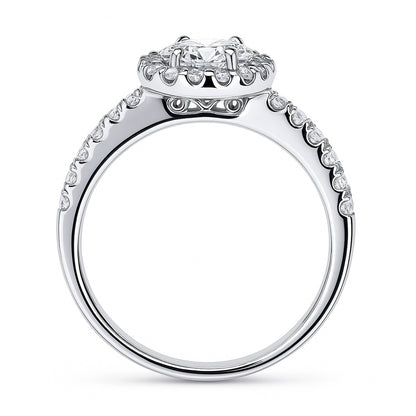 Halo Oval Cut CZ Ring in Sterling Silver