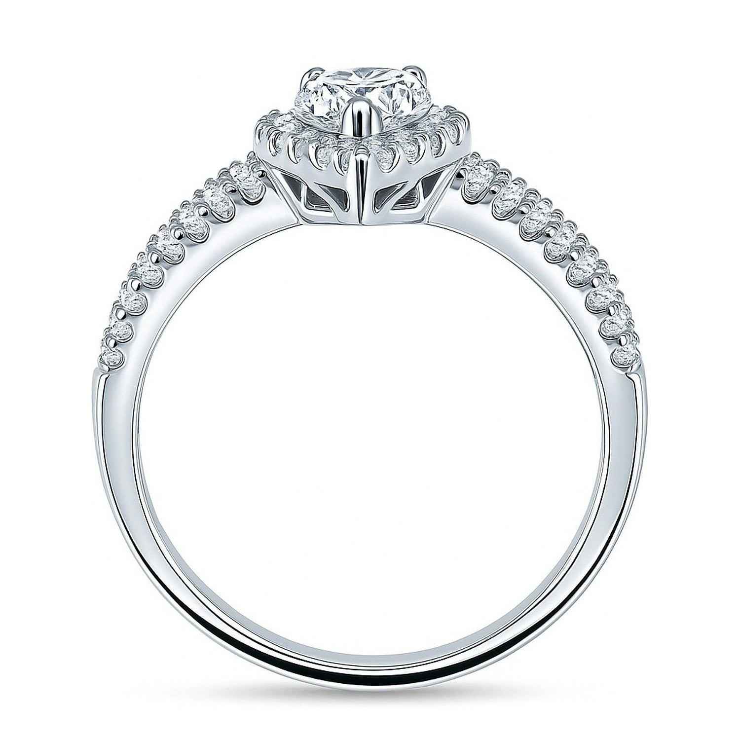 Halo Pear CZ Split Shank Ring in Sterling Silver, 8 of 11