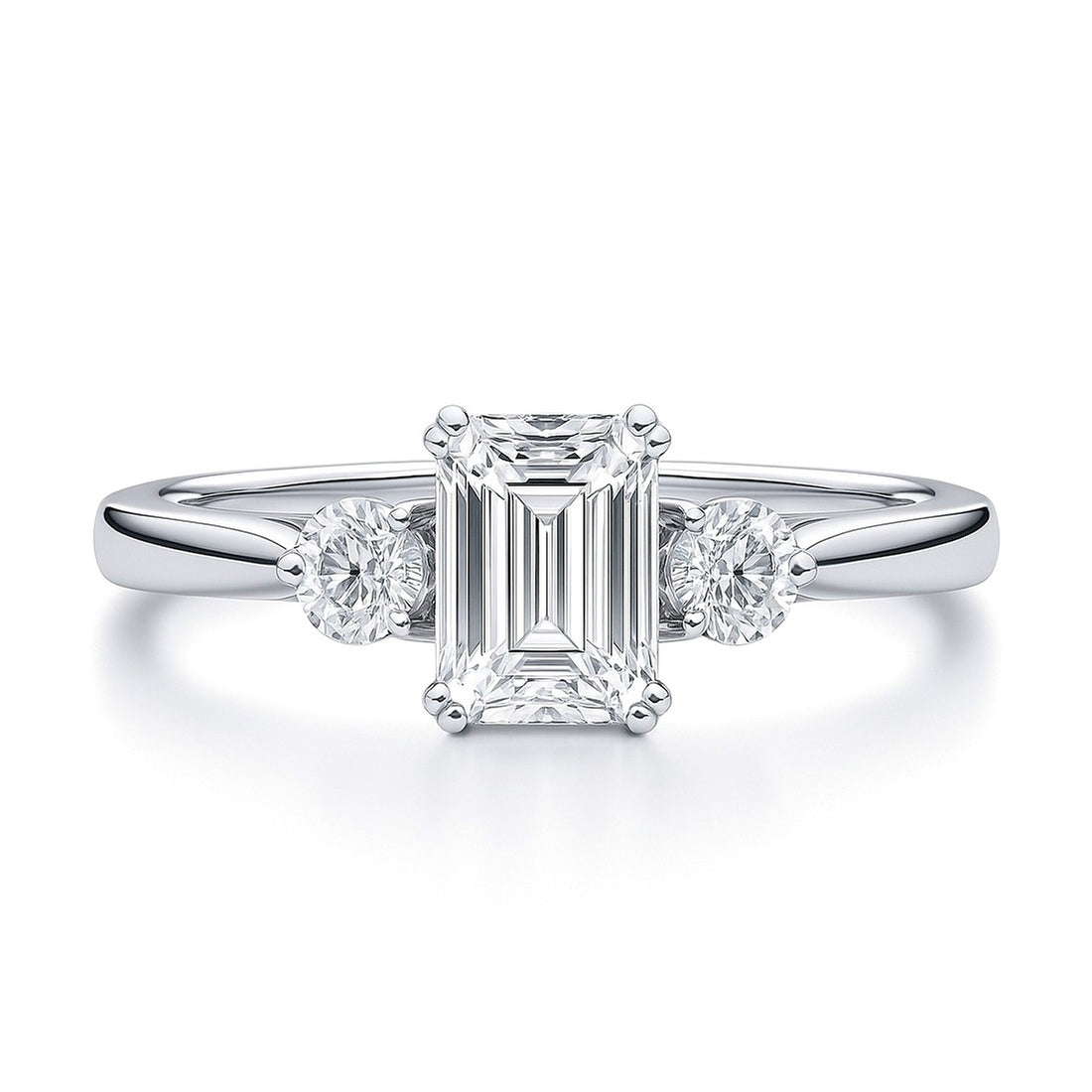3-Stone 1ct Emerald Cut CZ Ring in Sterling Silver