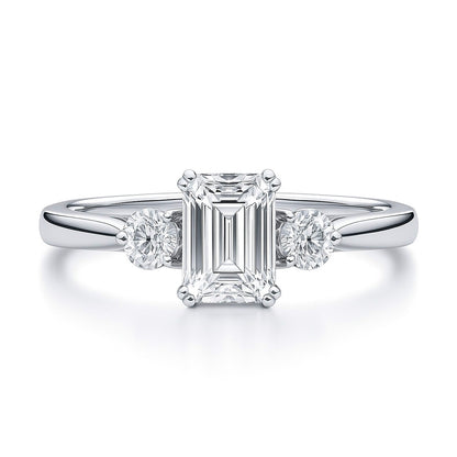 3-Stone 1ct Emerald Cut CZ Ring in Sterling Silver