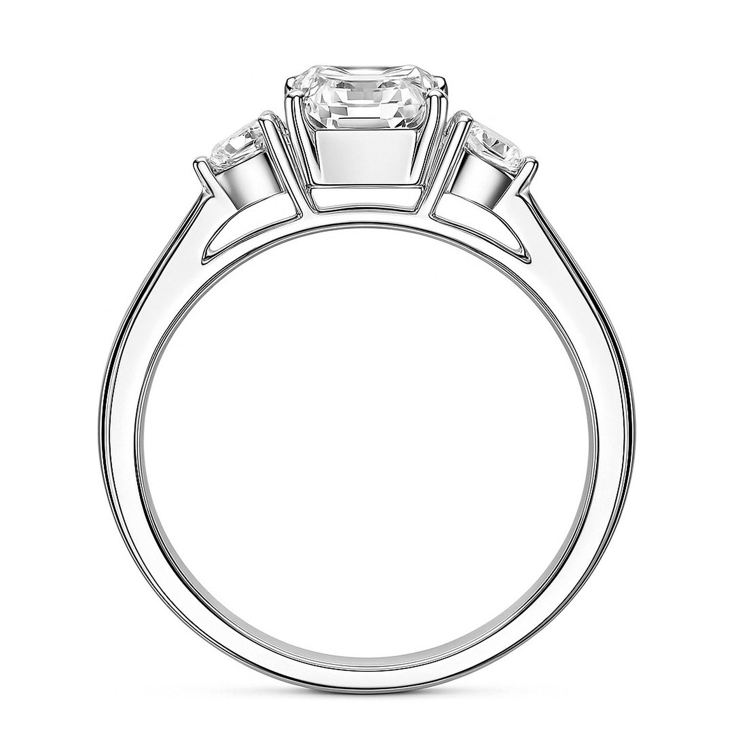 3-Stone 1ct Emerald Cut CZ Ring in Sterling Silver, 8 of 8