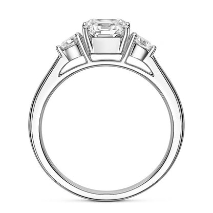 3-Stone 1ct Emerald Cut CZ Ring in Sterling Silver