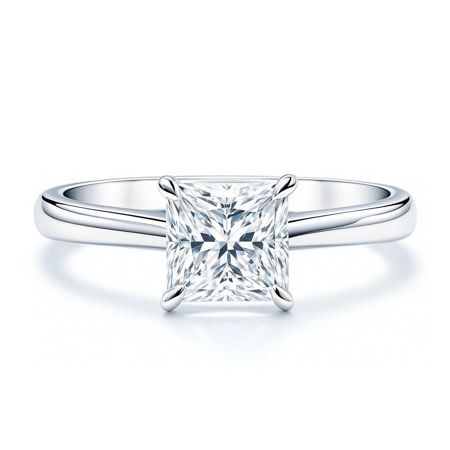 Solitaire 1.2ct Princess CZ Ring in Sterling Silver