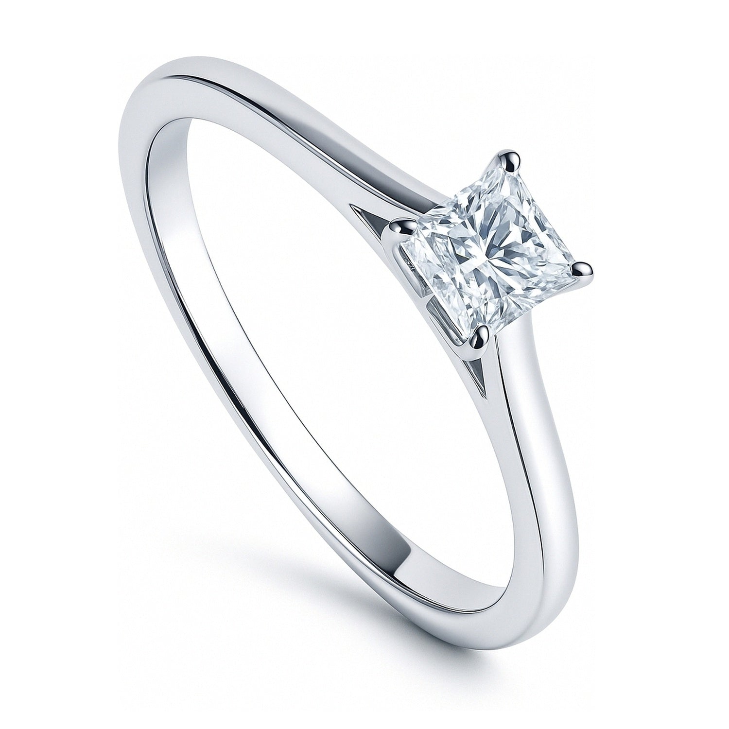 Solitaire 0.4ct Princess CZ Ring in Sterling Silver, 4 of 7