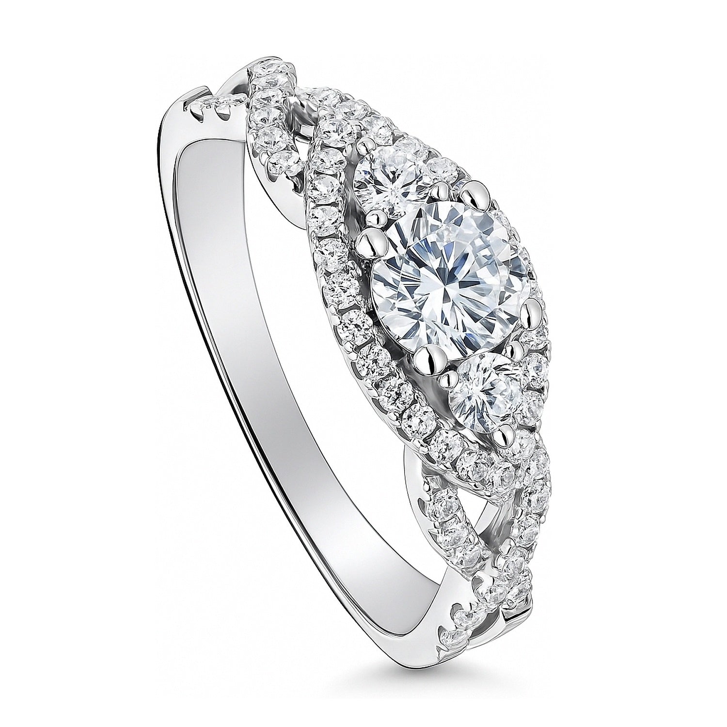 3-Stone Woven 0.45ct CZ Ring in Sterling Silver