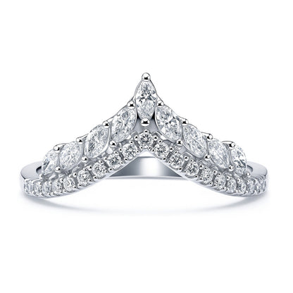 Wishbone Crown V Shaped CZ Eternity Ring in Sterling Silver
