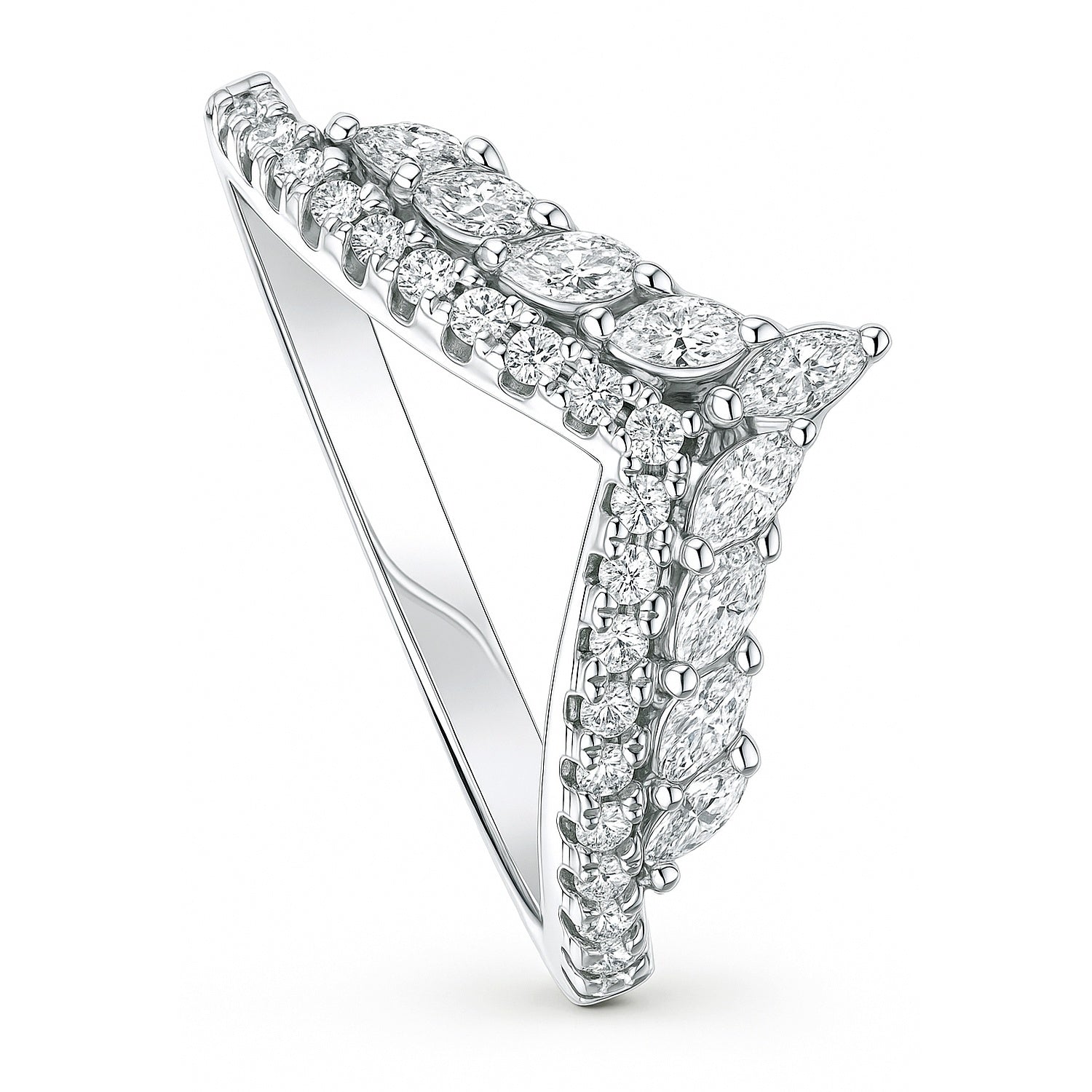 Wishbone Crown V Shaped CZ Eternity Ring in Sterling Silver, 4 of 9