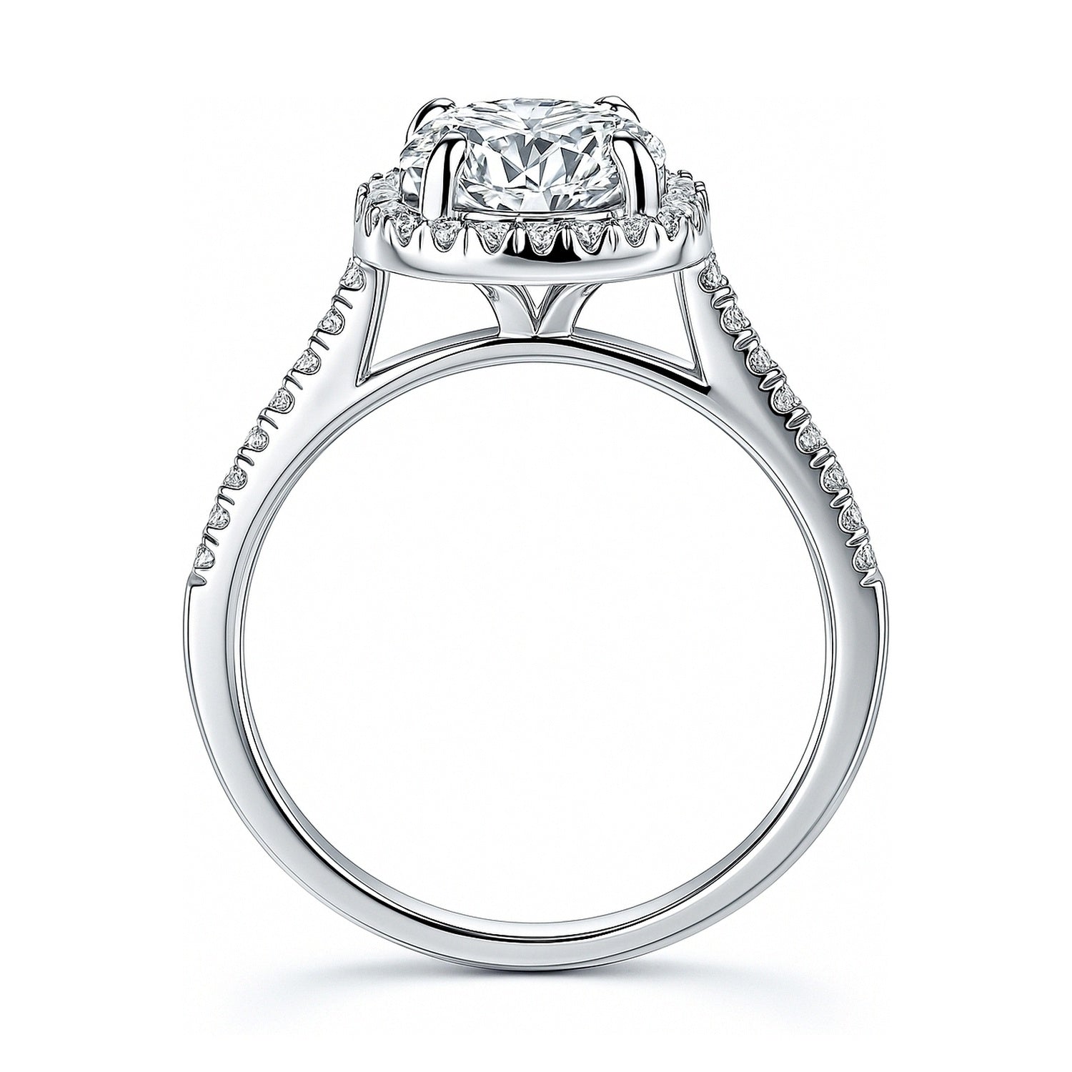 Halo Oval Cut CZ Ring in Sterling Silver