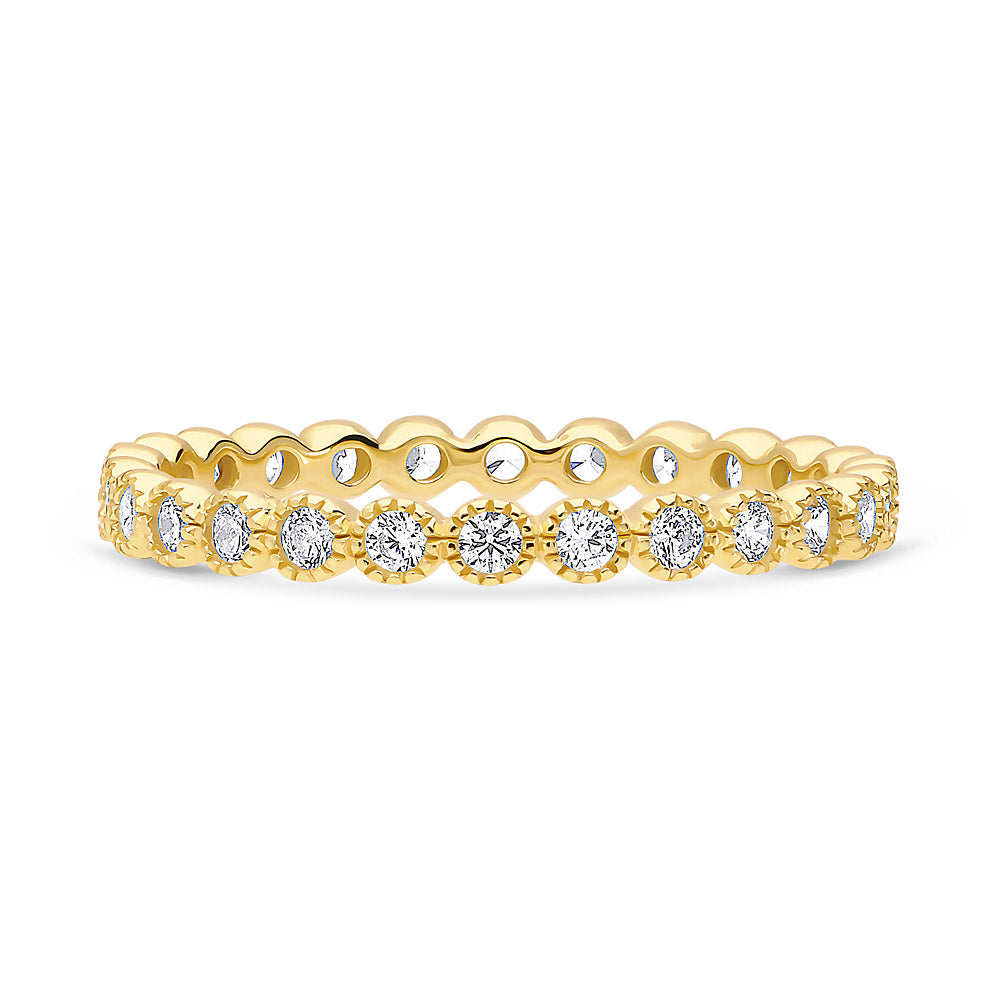 Bubble Milgrain CZ Eternity Ring in Gold Flashed Sterling Silver, 1 of 7