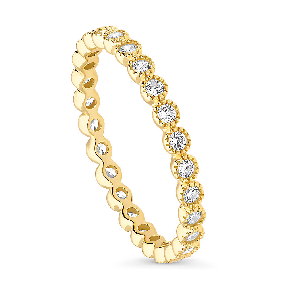 Front view of Bubble Milgrain CZ Eternity Ring in Gold Flashed Sterling Silver, 4 of 7