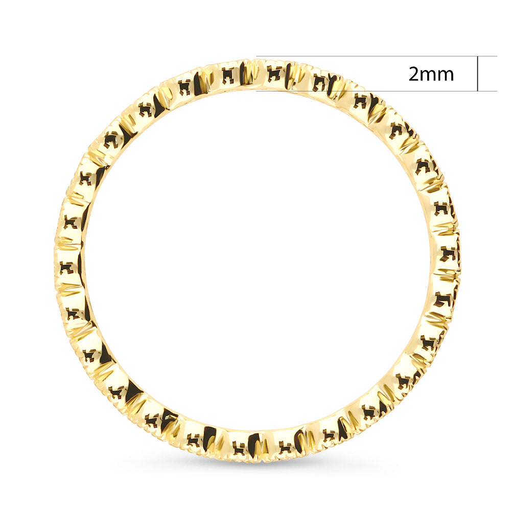 Angle view of Bubble Milgrain CZ Eternity Ring in Gold Flashed Sterling Silver, 5 of 7