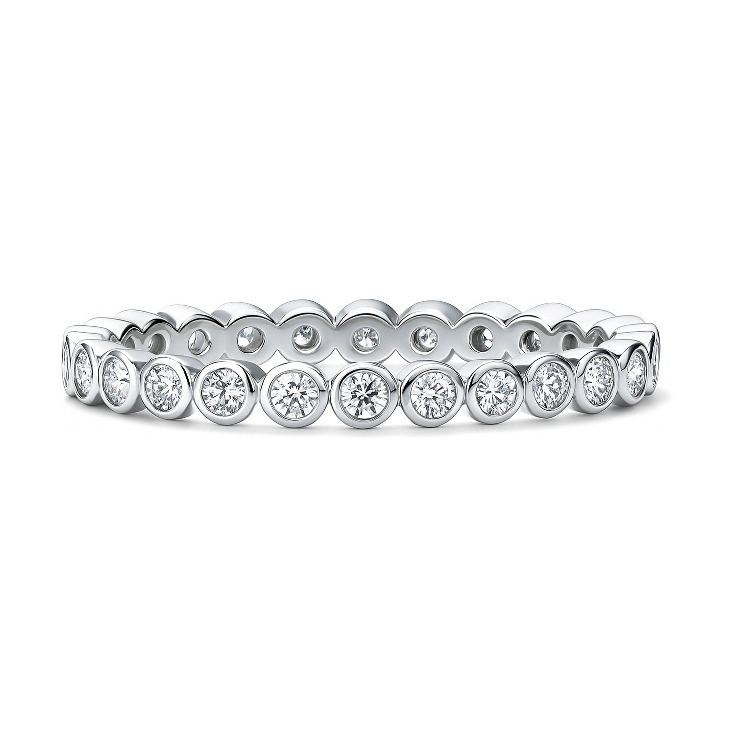 Bubble Bezel CZ Eternity Ring in Sterling Silver