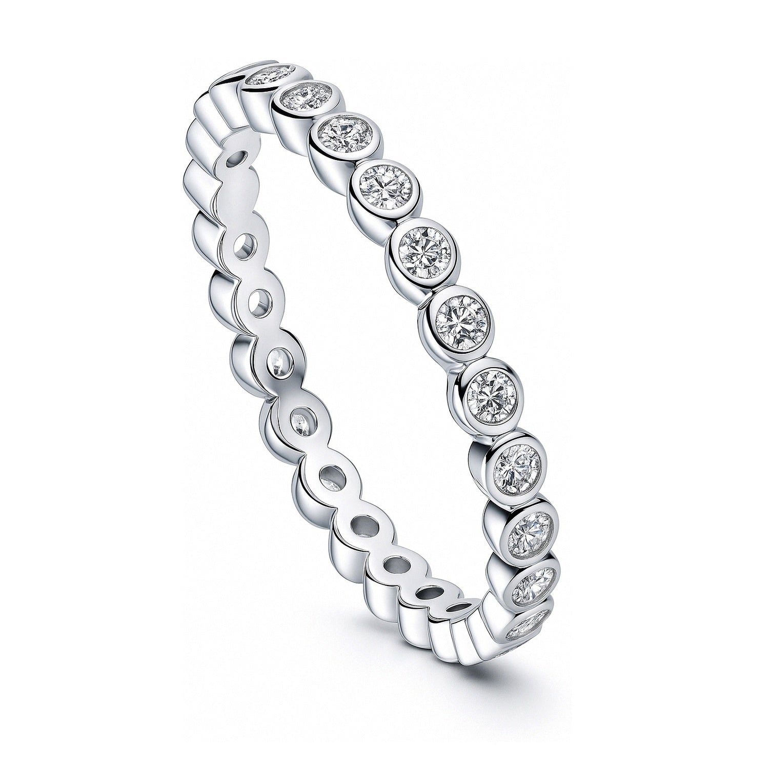 Bubble Bezel CZ Eternity Ring in Sterling Silver