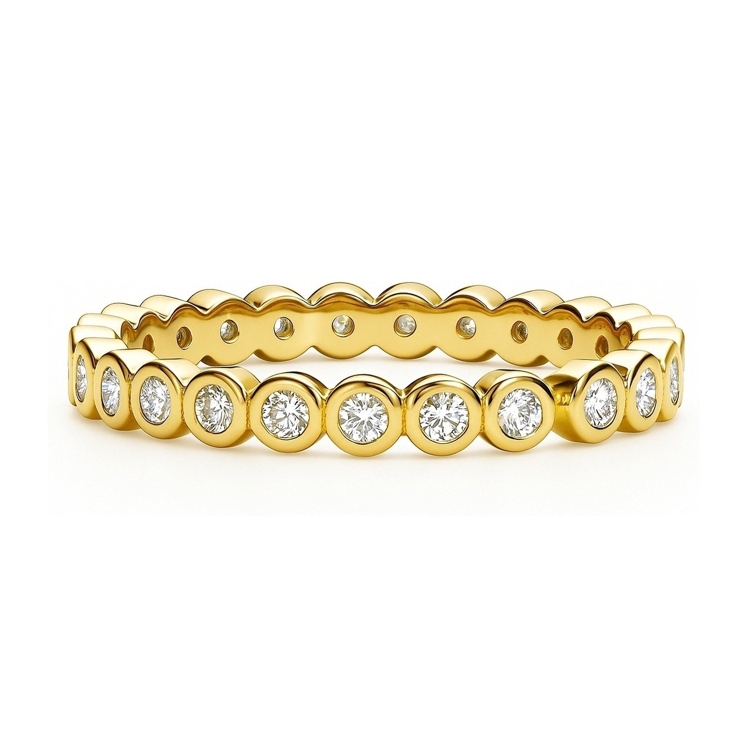 Bubble Bezel CZ Eternity Ring in Gold Flashed Sterling Silver