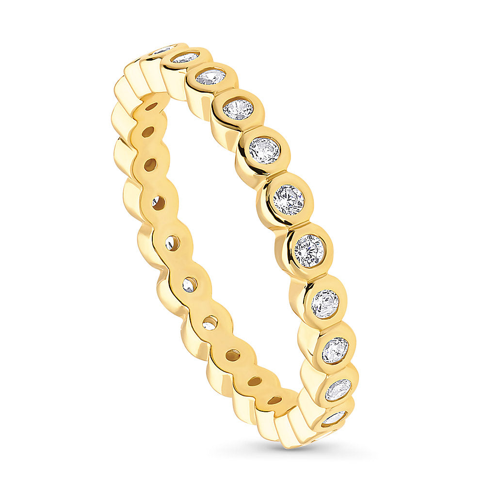 Front view of Bubble Bezel CZ Eternity Ring in Gold Flashed Sterling Silver, 4 of 6