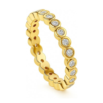 Bubble Bezel CZ Eternity Ring in Gold Flashed Sterling Silver