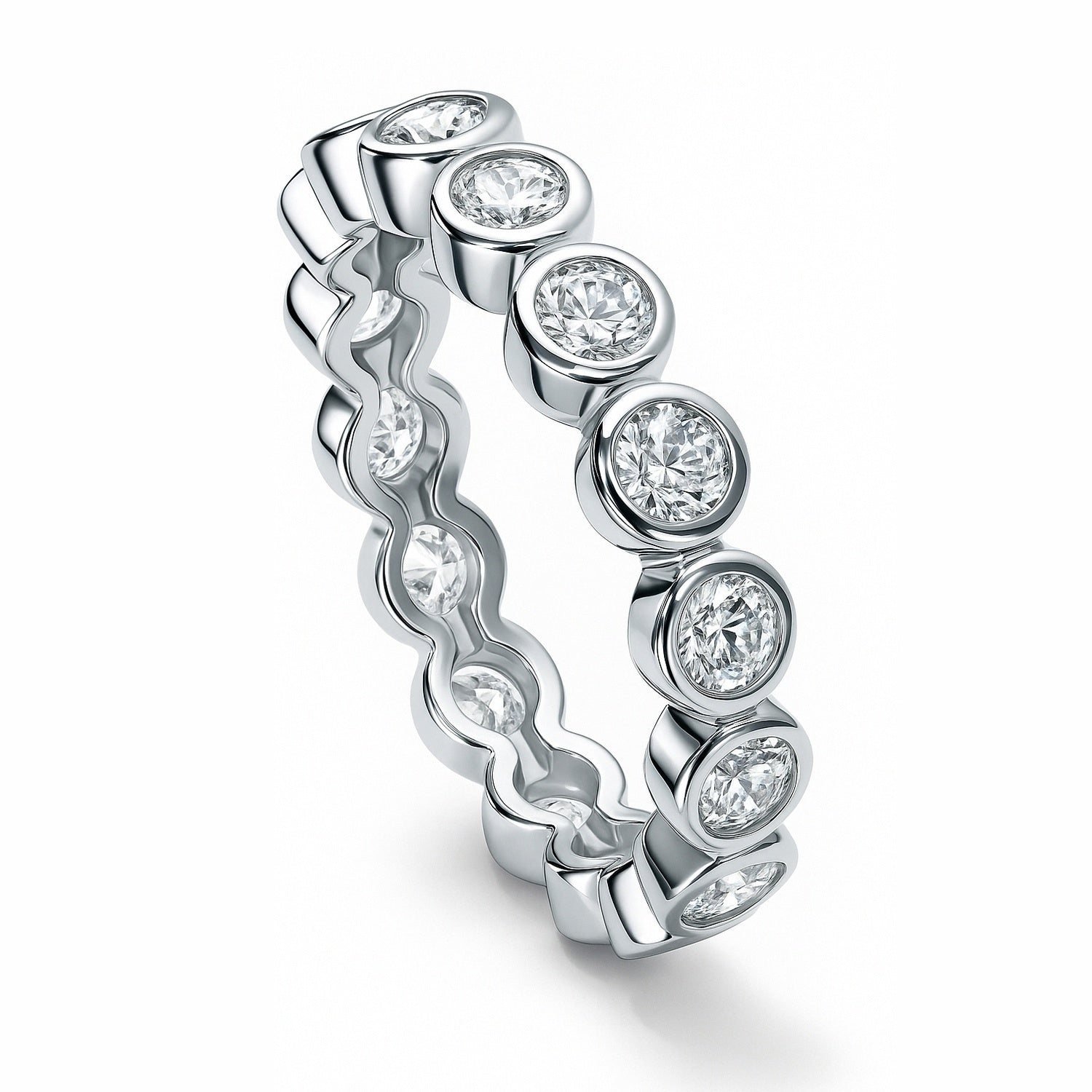 Bubble Bezel CZ Eternity Ring in Sterling Silver