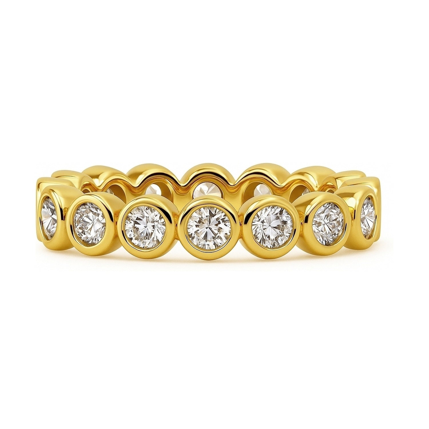 Bubble Bezel CZ Eternity Ring in Gold Flashed Sterling Silver, 1 of 10