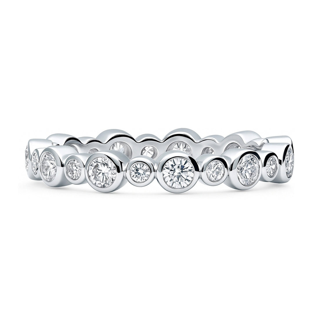 Bubble Bezel CZ Eternity Ring in Sterling Silver