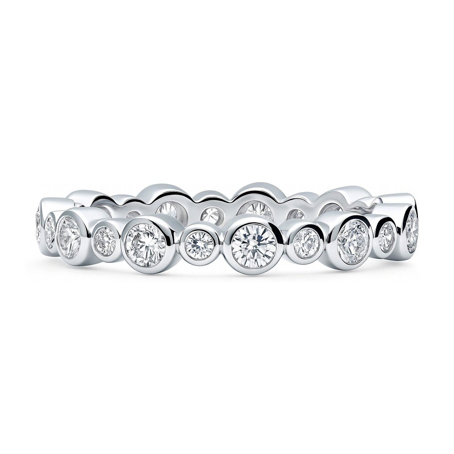Bubble Bezel CZ Eternity Ring in Sterling Silver