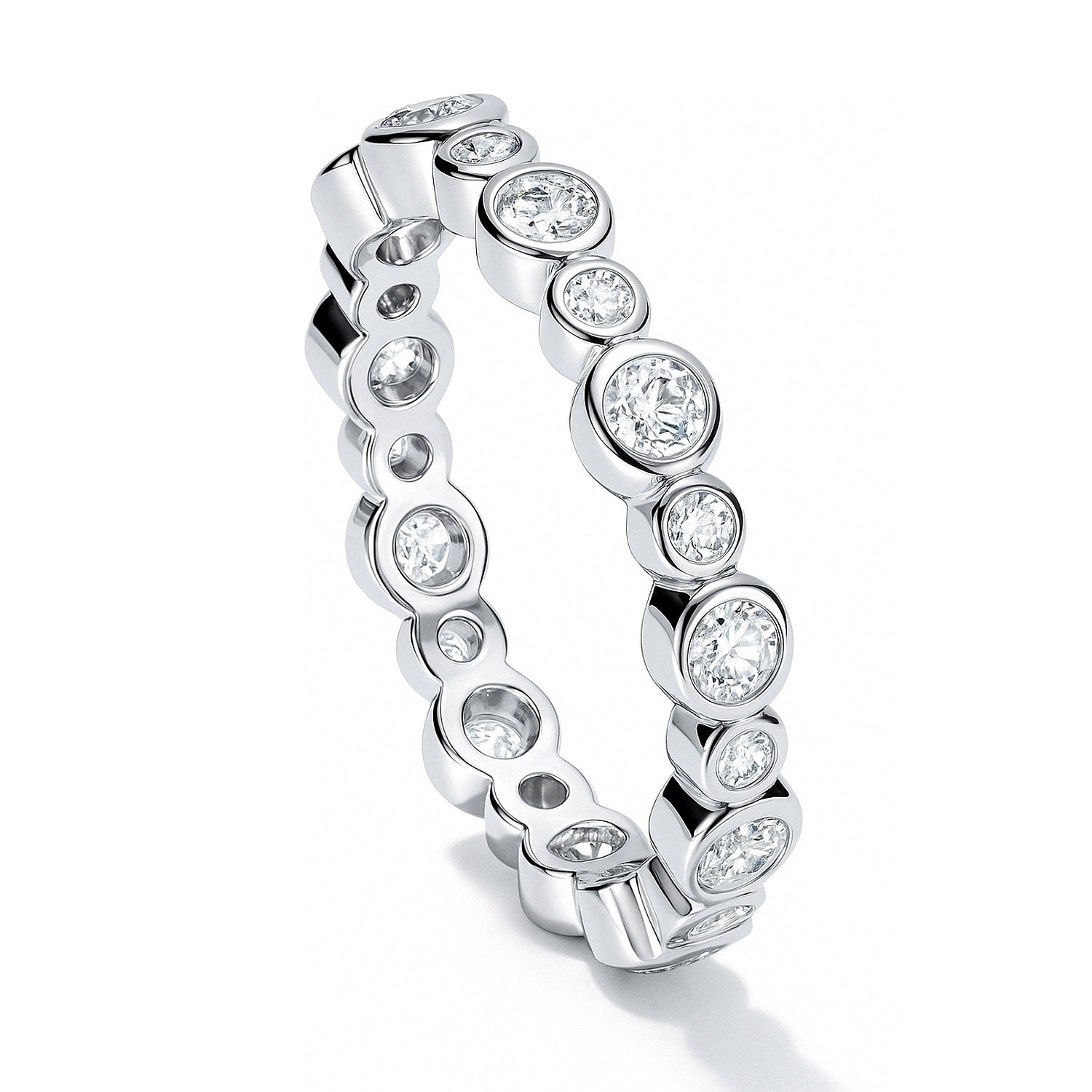 Bubble Bezel CZ Eternity Ring in Sterling Silver