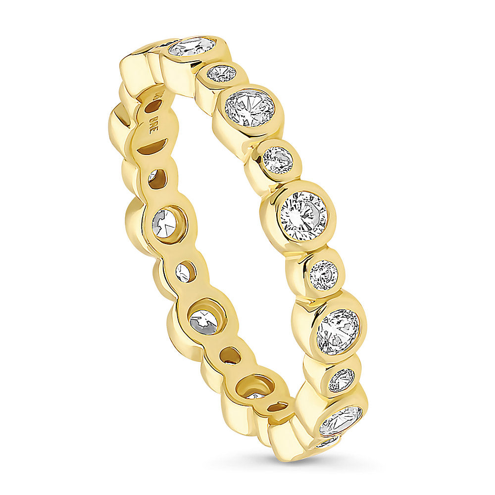 Front view of Bubble Bezel CZ Eternity Ring in Gold Flashed Sterling Silver, 2 of 3