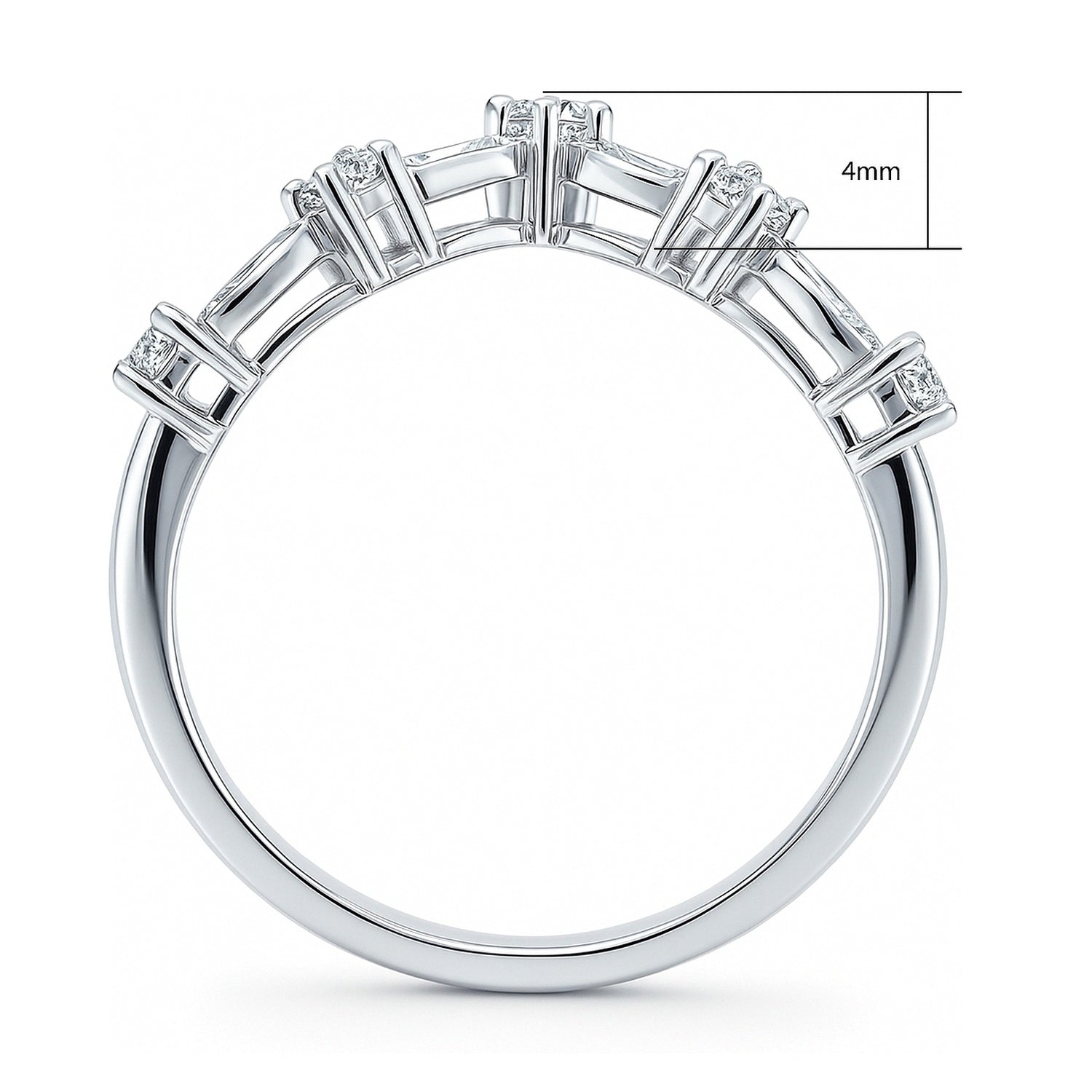 Wishbone Chevron Art Deco V Shaped CZ Band in Sterling Silver, 7 of 7