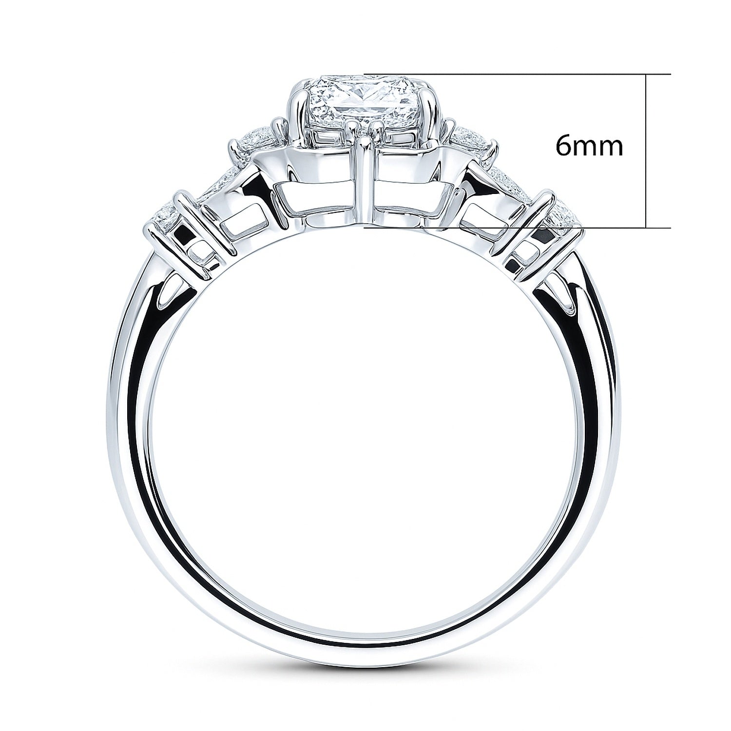 Halo Art Deco Cushion CZ Ring in Sterling Silver