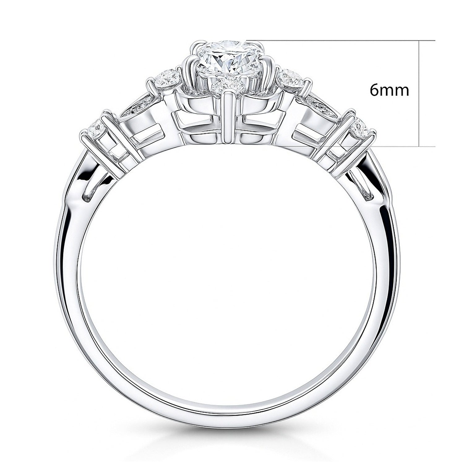 Halo Art Deco Pear CZ Ring in Sterling Silver, 8 of 9