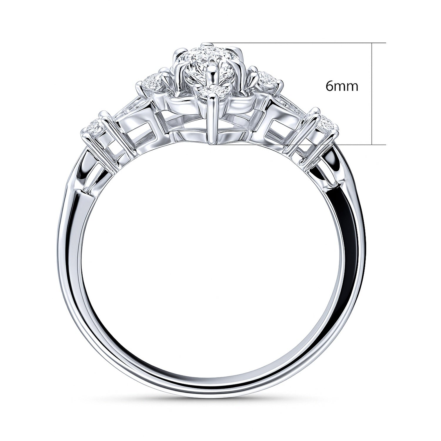 Halo Art Deco Marquise CZ Ring in Sterling Silver, 8 of 8