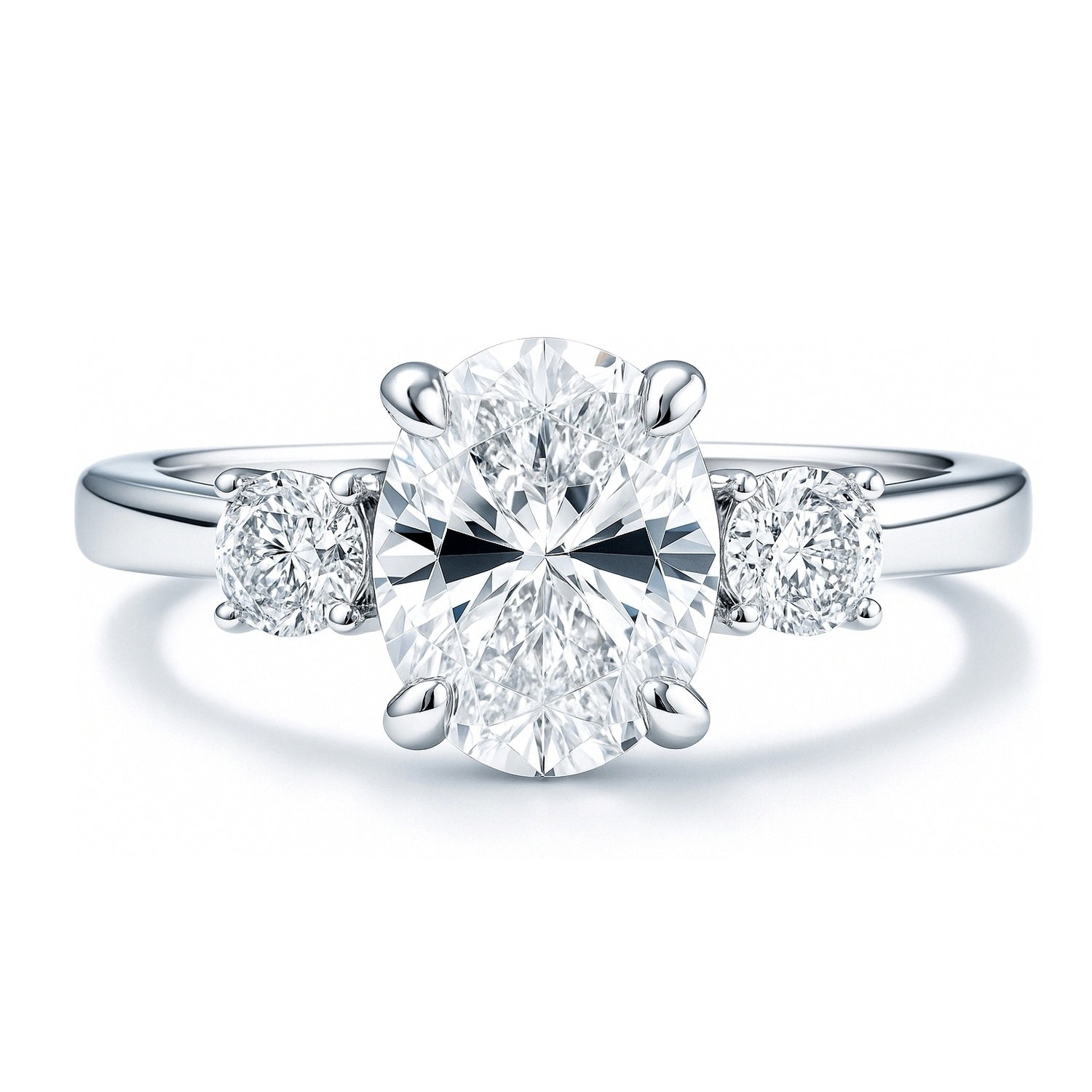 3-Stone 1.8ct Oval CZ Ring in Sterling Silver, 1 of 8