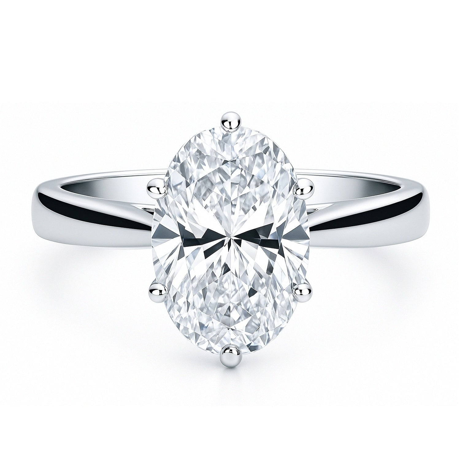 Solitaire 3ct Oval CZ Ring in Sterling Silver