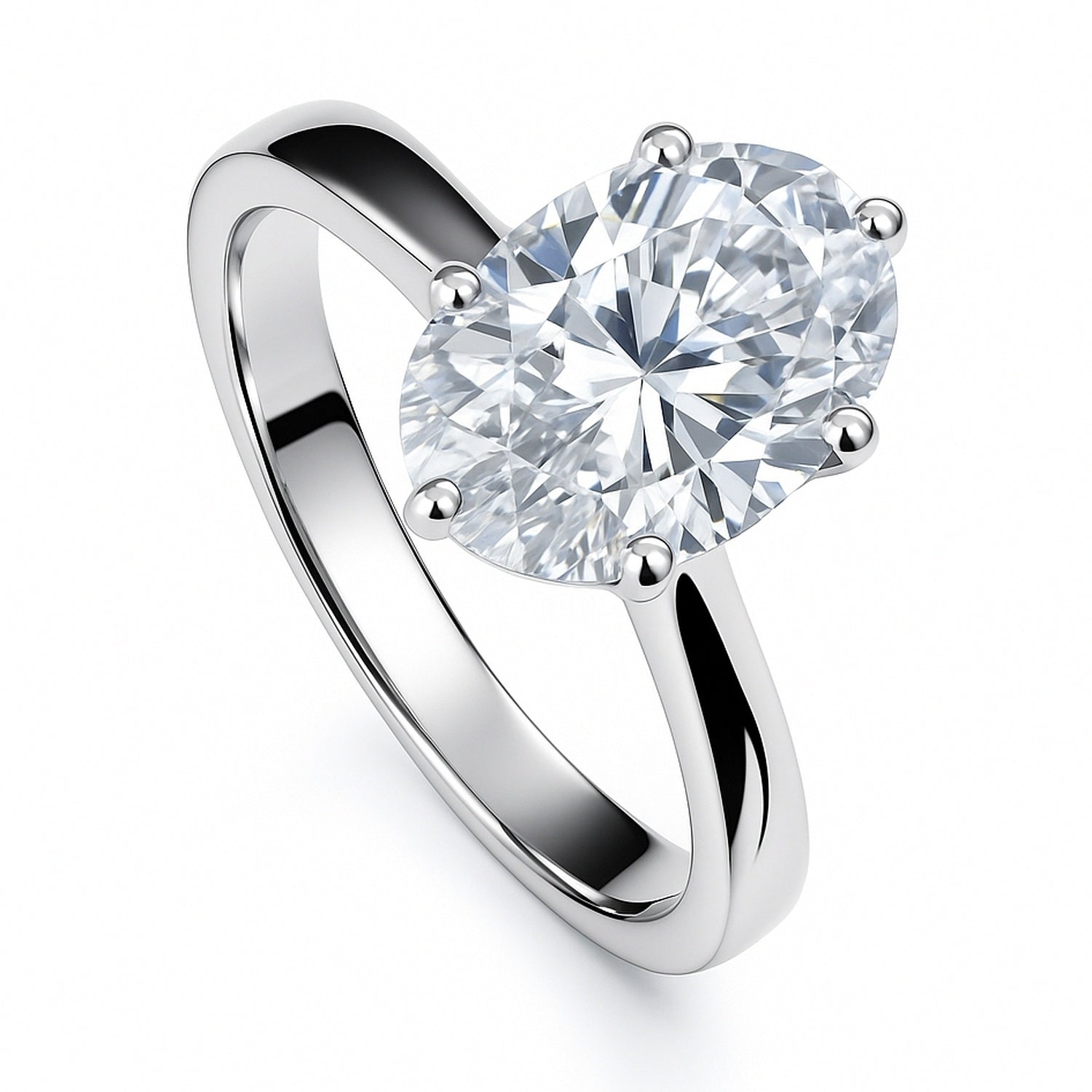 Solitaire 3ct Oval CZ Ring in Sterling Silver, 4 of 16