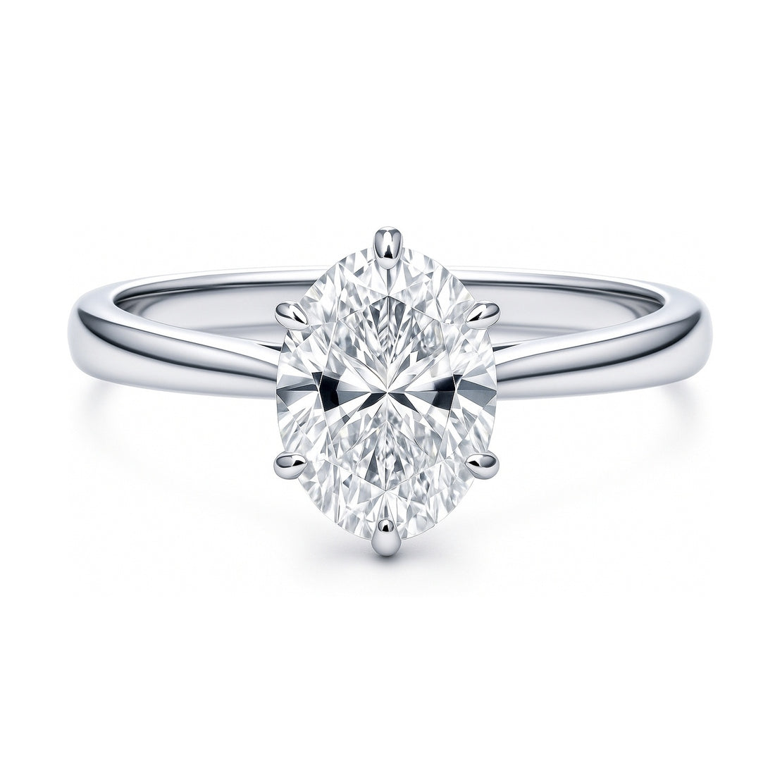 Solitaire 1.8ct Oval CZ Ring in Sterling Silver