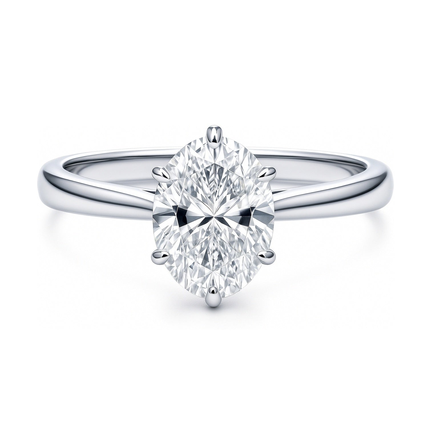 Solitaire 1.8ct Oval CZ Ring in Sterling Silver, 1 of 8