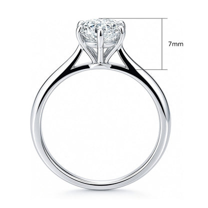 Solitaire 1.8ct Oval CZ Ring in Sterling Silver