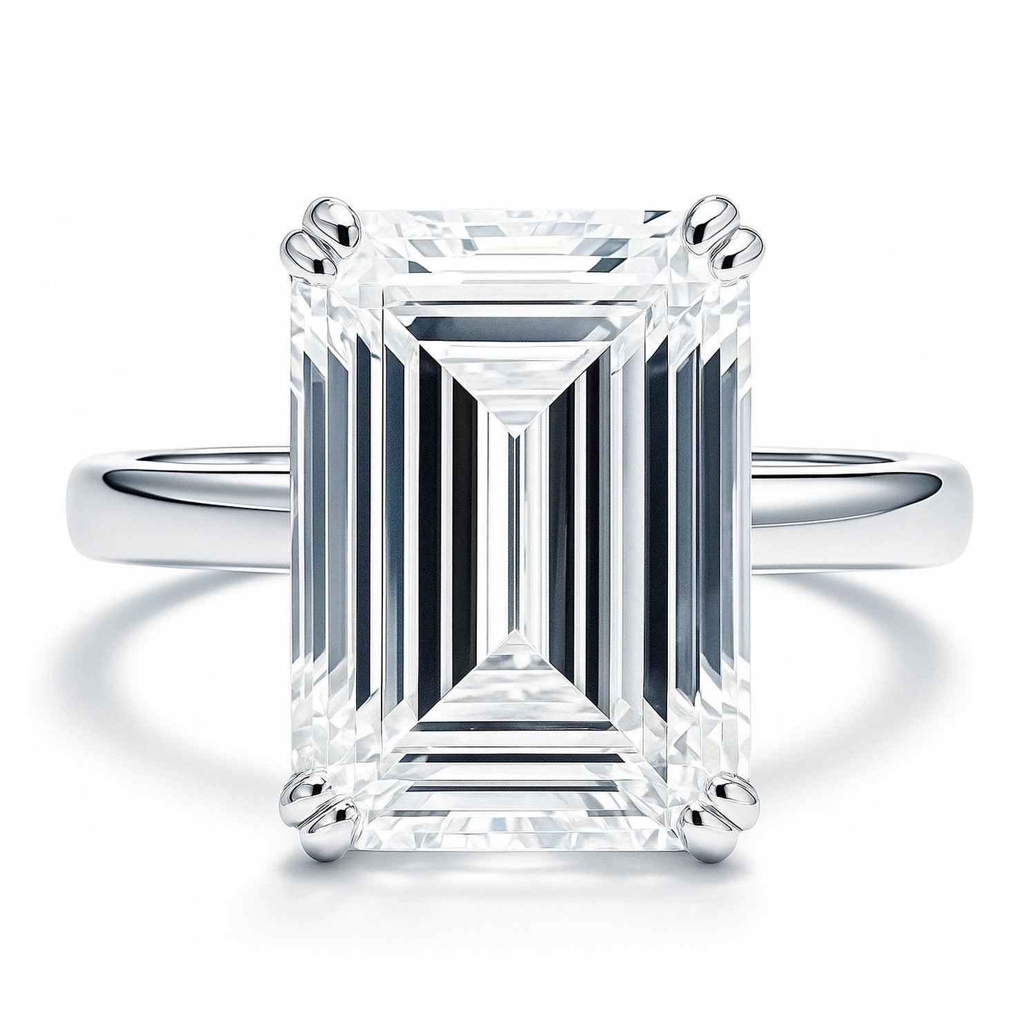 Solitaire 8.5ct Emerald Cut CZ Ring in Sterling Silver