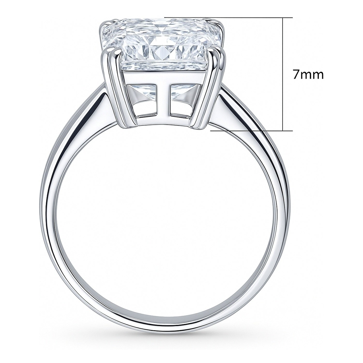 Solitaire 8.5ct Emerald Cut CZ Ring in Sterling Silver, 8 of 10