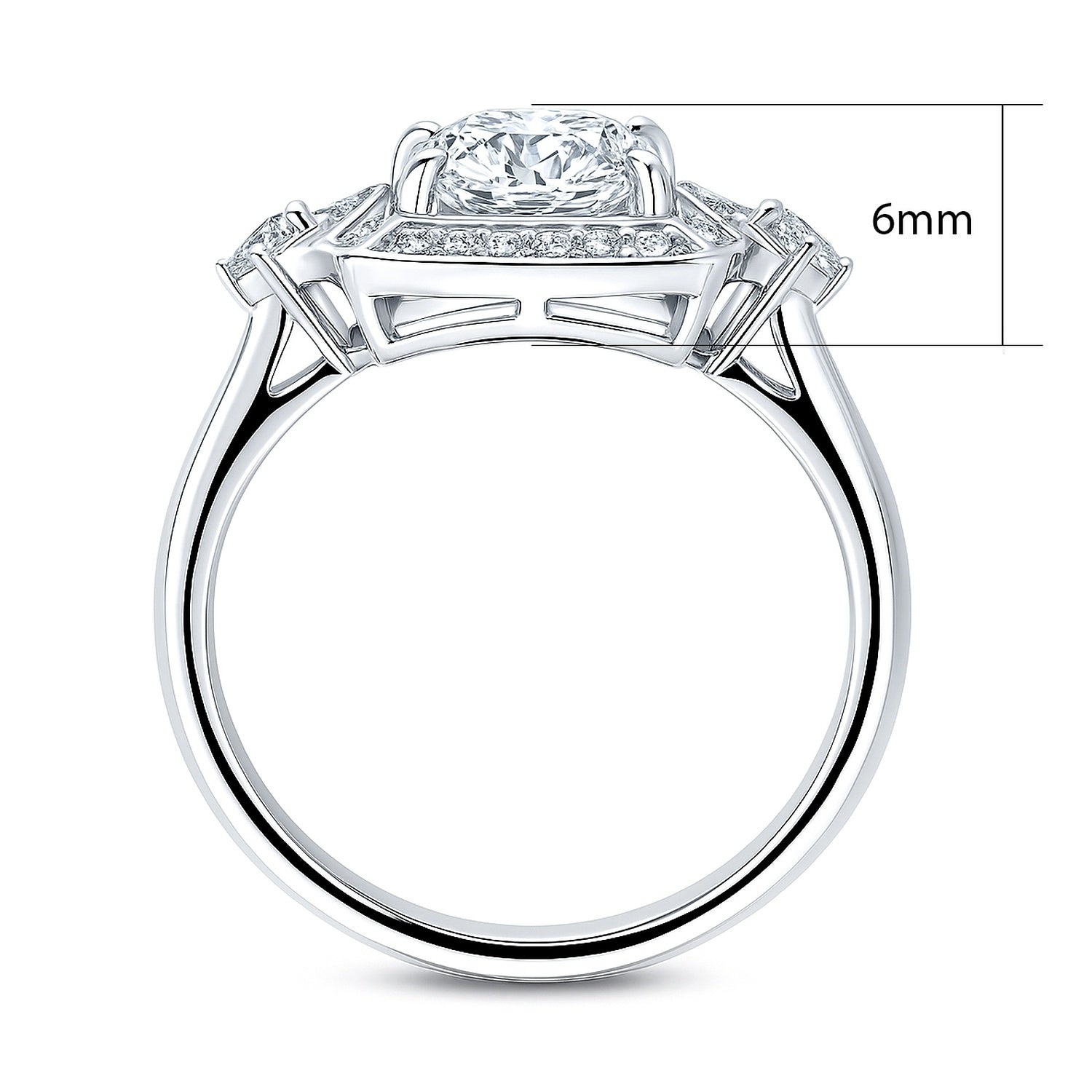 Halo Arrow Art Deco Cushion CZ Ring in Sterling Silver, 6 of 7
