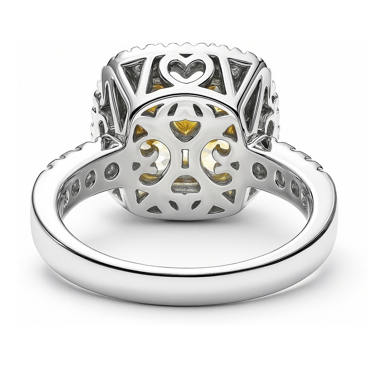 Halo Canary Yellow Cushion CZ Ring in Sterling Silver, 9 of 14