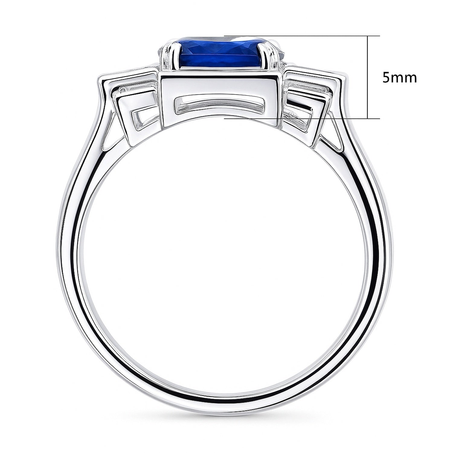 Art Deco Sapphire-Blue CZ Ring in Sterling Silver, 8 of 12