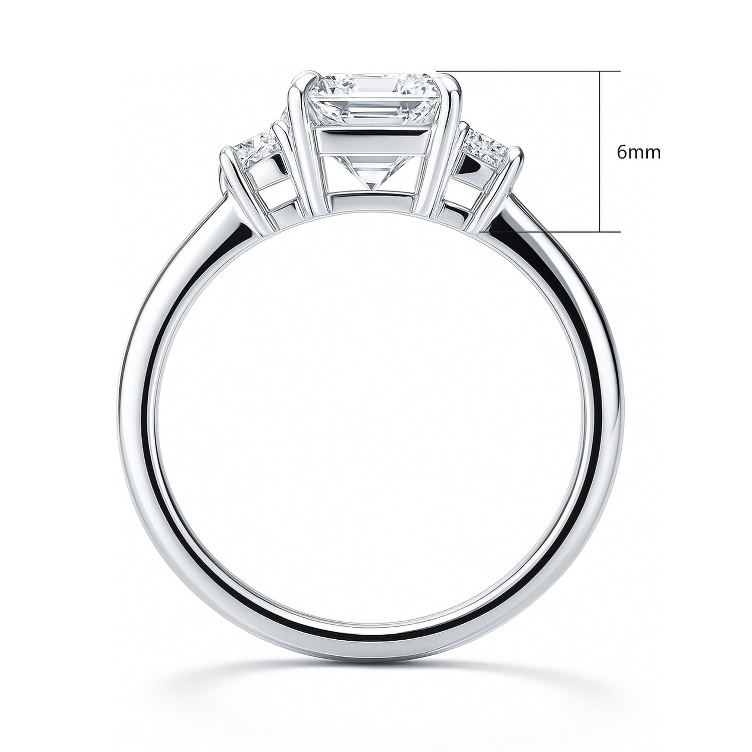 3-Stone 2.1ct Emerald Cut CZ Ring in Sterling Silver, 8 of 8