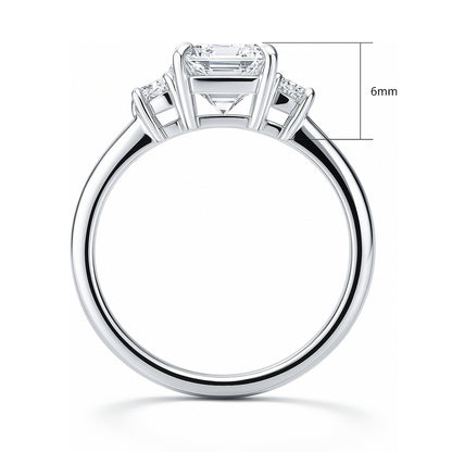 3-Stone 2.1ct Emerald Cut CZ Ring in Sterling Silver