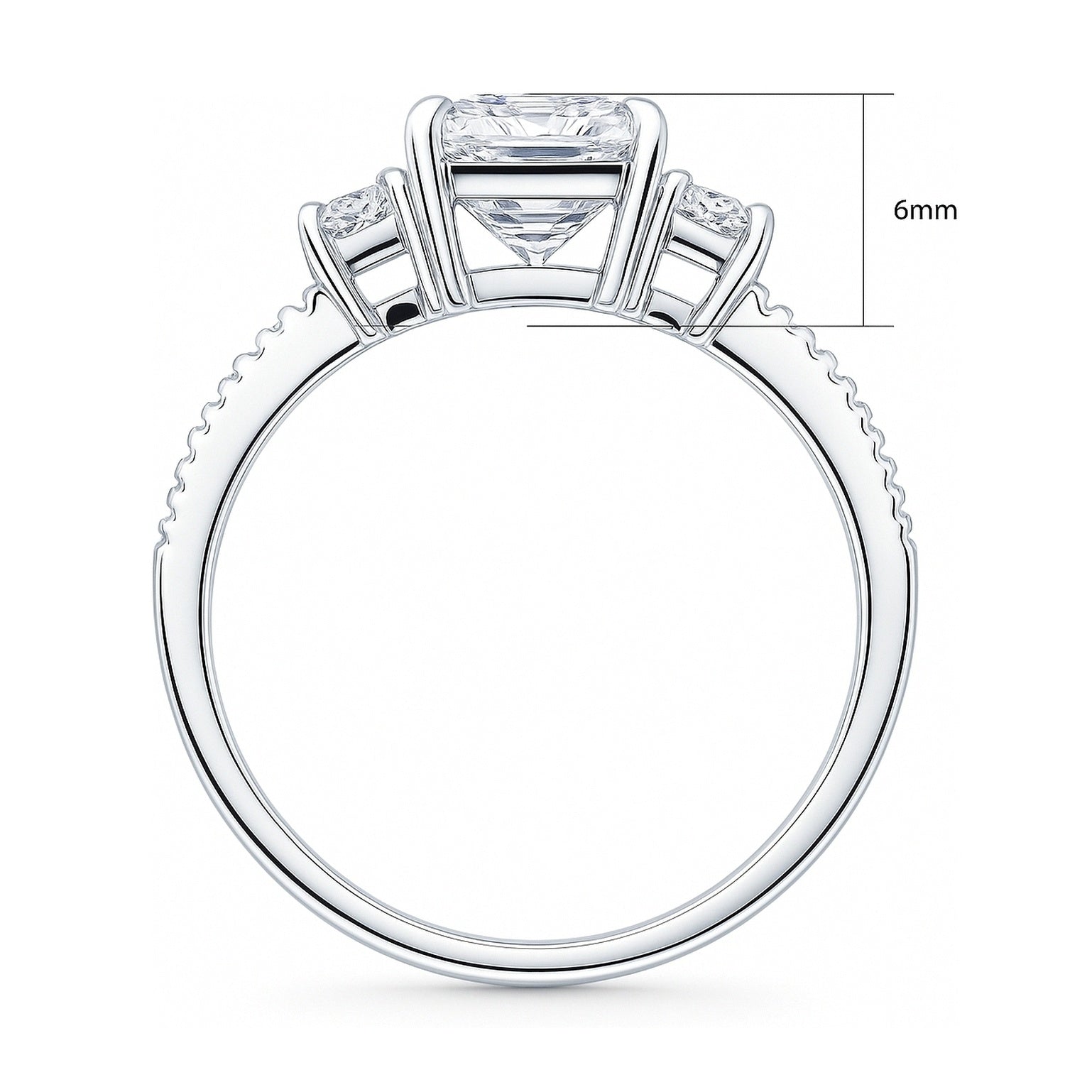 3-Stone 2.1ct Emerald Cut CZ Ring in Sterling Silver
