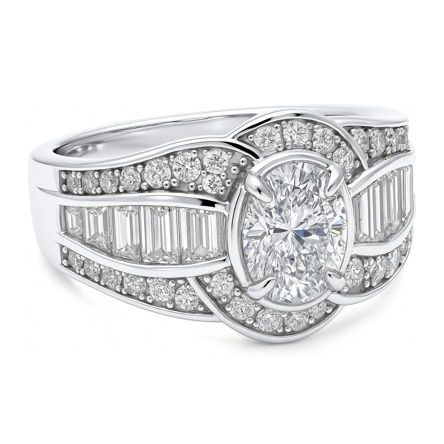 Halo Woven Art Deco Oval CZ Ring in Sterling Silver, 8 of 8