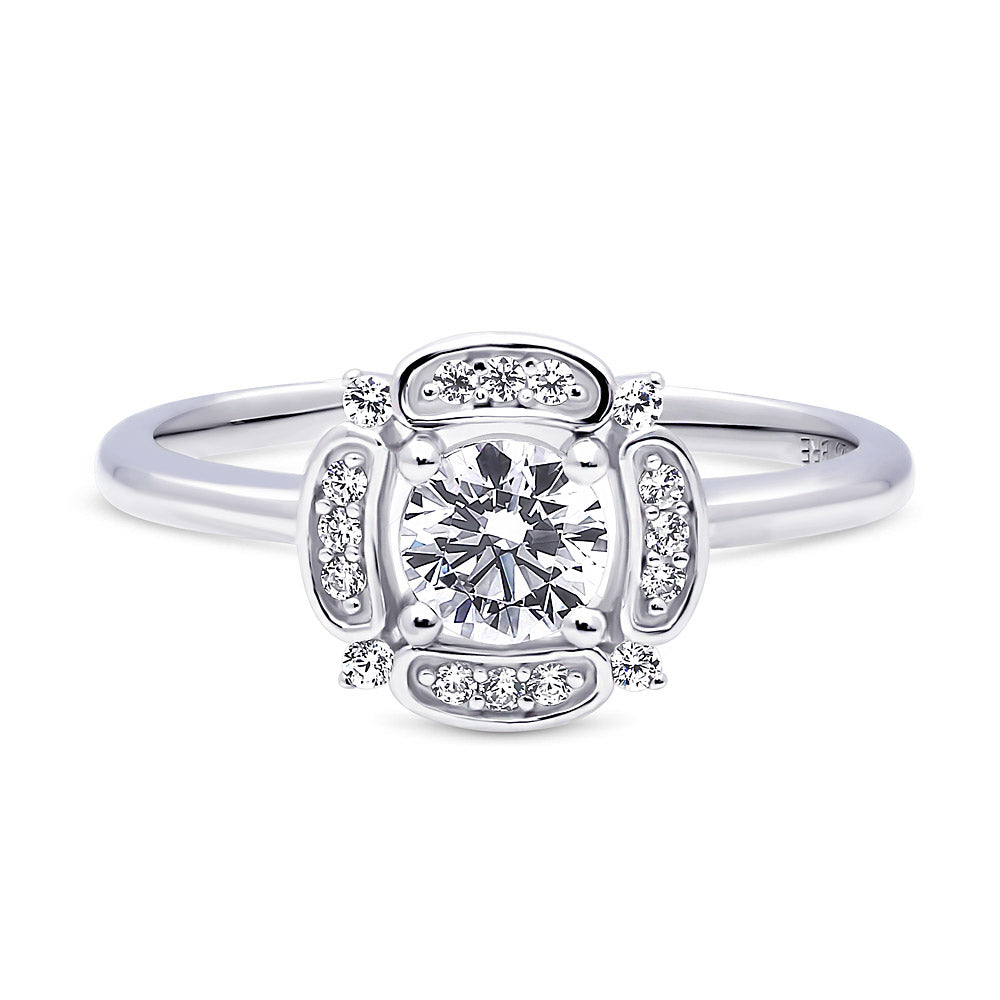 Halo Flower CZ Ring in Sterling Silver, 1 of 11