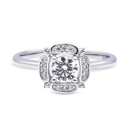 Halo Flower CZ Ring in Sterling Silver