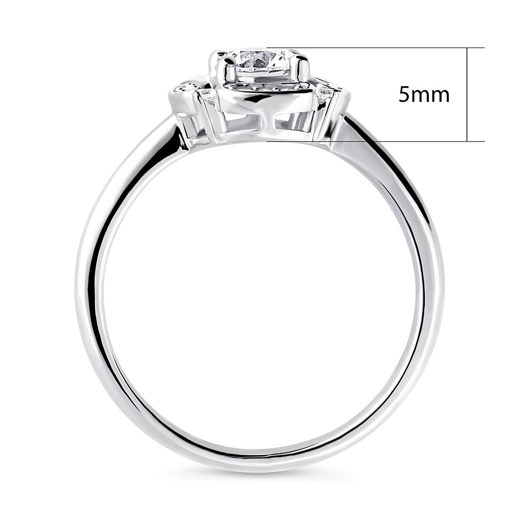 Alternate view of Halo Flower CZ Ring in Sterling Silver, 8 of 11