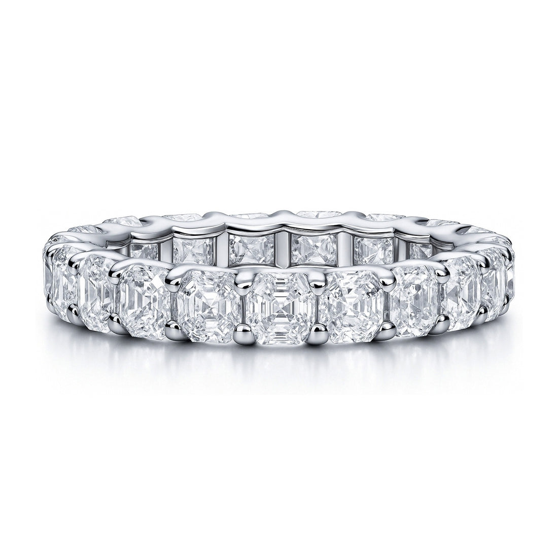 Asscher CZ Eternity Ring in Sterling Silver